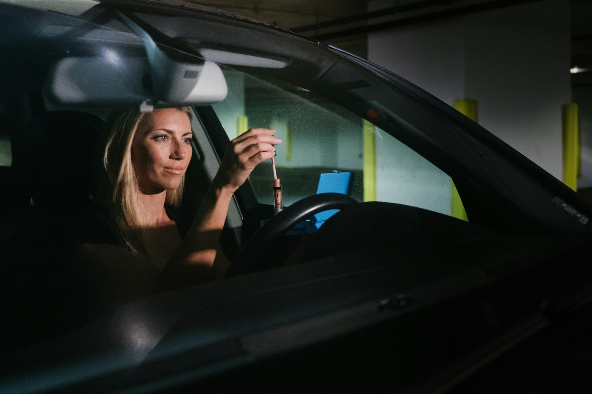 Learner driver gaining confidence behind the wheel of an automatic car